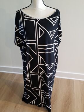 Lauren Ralph Lauren Black & White Geometric Lined Dress
